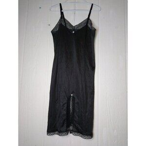 Vintage JC Penneys Body Lites Full Slip Dress Nylon Lace Black Sz 34 Made in USA